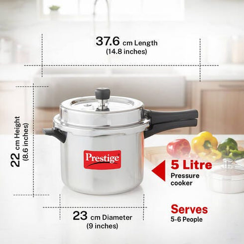Prestige 5 Litre Aluminium Popular Svachh Outer Lid Pressure Cooker 5 L