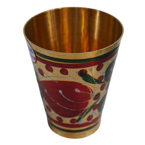 Pure Brass Flora Design Drinking Glass | Pack of 1