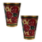 Pure Brass Flora Design Drinking Glass | Pack of 2