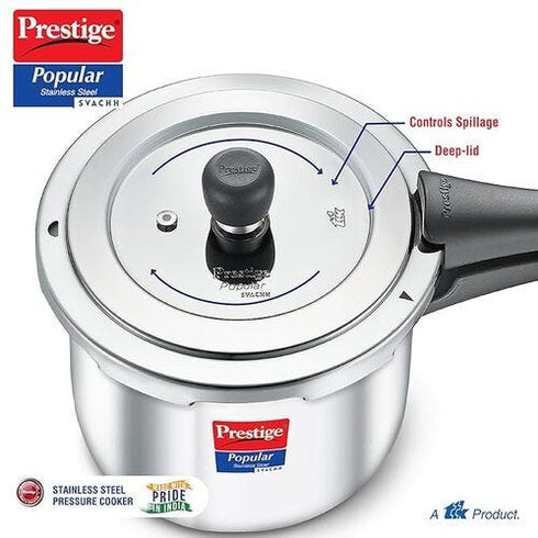 Prestige Popular Svachh Spillage Control SS Pressure Cooker 5.5 L