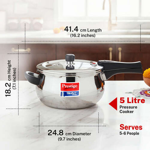 Prestige 5 Litre Triply Svachh Outer Lid Pressure Cooker 5 L