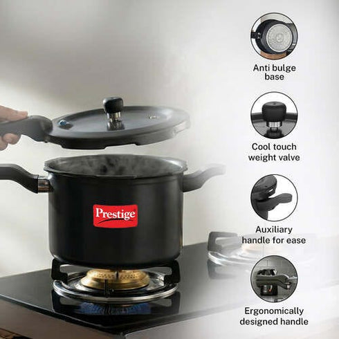 Prestige Svachh Hard Anodised Spillage Control Pressure Cooker 5 L Black