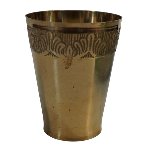 Pure Brass Flora Design Drinking Glass | Pack of 1