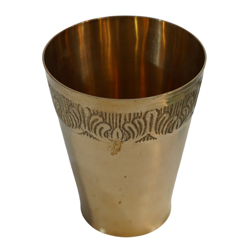 Pure Brass Flora Design Drinking Glass | Pack of 1