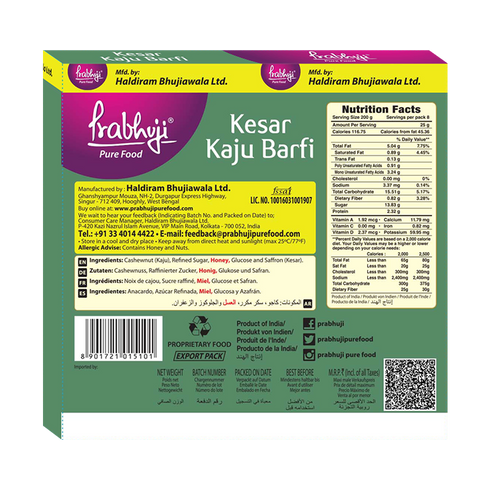 Prabhuji Kesar Kaju Barfi