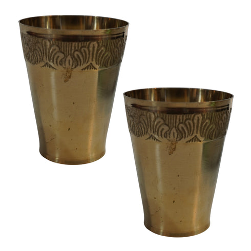 Pure Brass Traditional Drinking Glass | Pack of 2