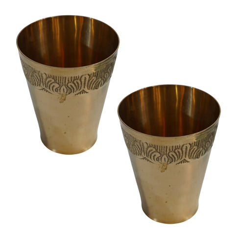 Pure Brass Traditional Drinking Glass | Pack of 2