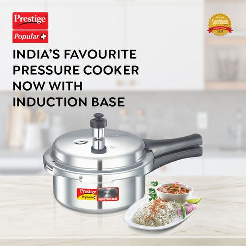 Prestige Popular Plus Virgin Aluminium Gas And Induction Compatible Pressure Cooker 2 L Silver