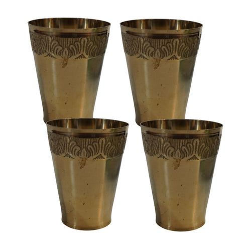 Pure Brass Traditional Drinking Glass | Pack of 4
