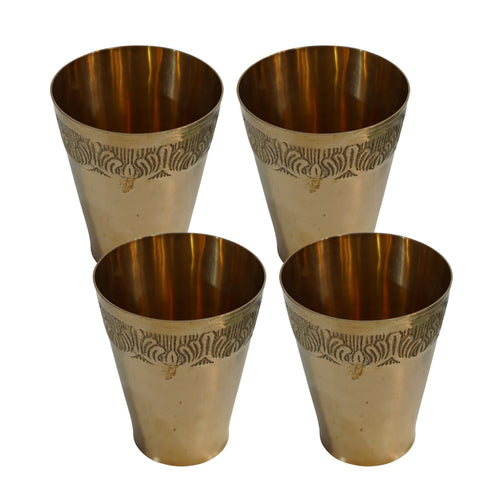 Pure Brass Traditional Drinking Glass | Pack of 4