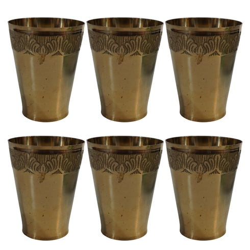 Pure Brass Traditional Drinking Glass | Pack of 6