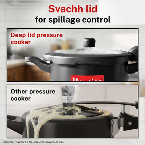 Prestige Svachh Hard Anodised Spillage Control Pressure Cooker 5 L Black