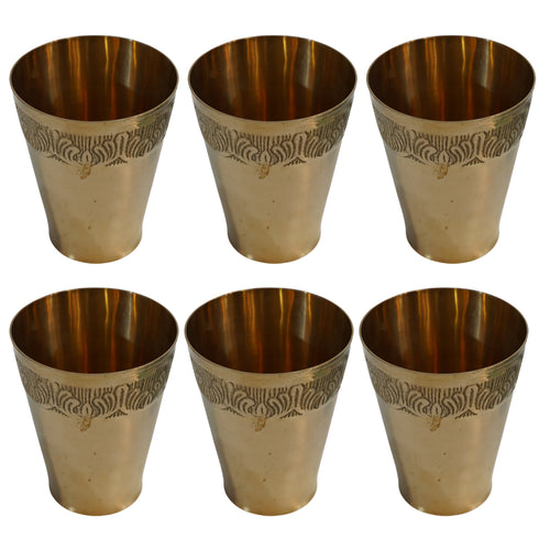 Pure Brass Traditional Drinking Glass | Pack of 6