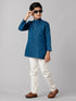 Ramraj Cotton Boys Full Sleeves Navy Kurta with Cream Pyjama Pant Combo FS8