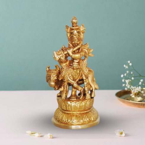 Brass Krishan Ji God Idol Statue 0.3Kg