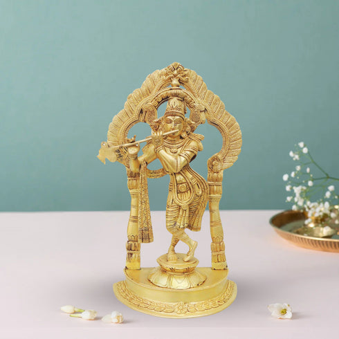 Brass Krishna Standing Darbar Sf Yellow 5.13Kg