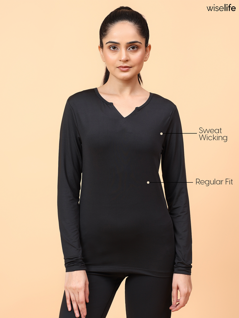 Wiselife Active Full Sleeves T-shirt (Black)