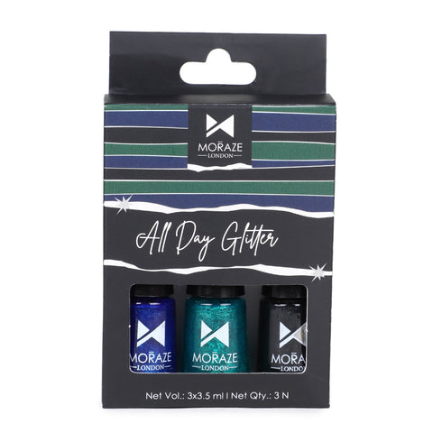 Moraze Cosmetics 3 Glittery Coloured Eyeliners Kit Green Black Blue