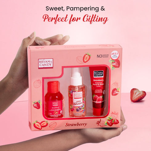 Bryan & Candy Strawberry Bath Kit Gift Set Pack of 3