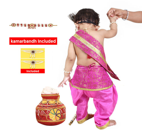 Raj Fancy Dresses Baby Krishna PINK Dress for Janmashtami