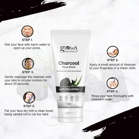 Globus Naturals Anti Pollution Charcoal Face Wash