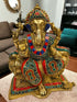 Tamas Brass Multi color Lord Ganesha Seated in a Dignified Posture Idol/Statue (Multi color)