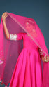 Pomcha Jaipur Amber Hot Pink Taffeta Silk Anarkali Set