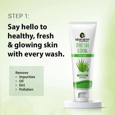 Keya Seth Aromatherapy Aloe Vera Essential Skin Care Routine Kit for All Skin Types for Men & Women