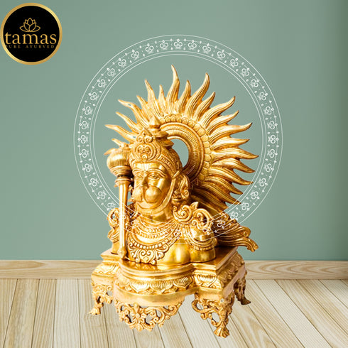 Tamas Brass Lord Hanuman ji Bust with Gada on Shoulder Murti