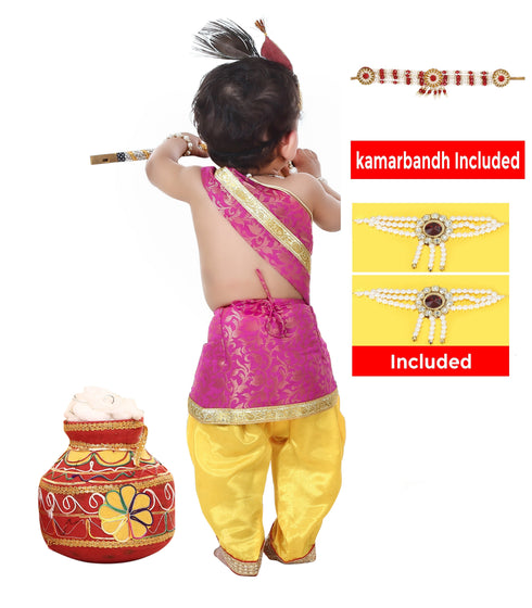 Raj Fancy Dresses Baby Krishna Yellow| Pink Dress for Janmashtami