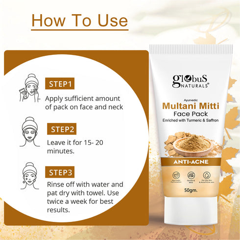 Globus Naturals Anti Acne Multani Mitti Face Pack For Oily & Acne Prone Skin