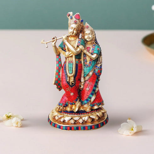 Brass Radha Krishna God Idol Statue 7.67Kg