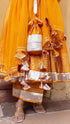 Pomcha Jaipur Amber Orange Taffeta Silk Anarkali Set
