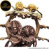 Tamas Brass Handcrafted Radha Krishna Yugal Jodi with Flute Statue / Idol with Antique Finish (Golden & Brown) (Pack of 1)