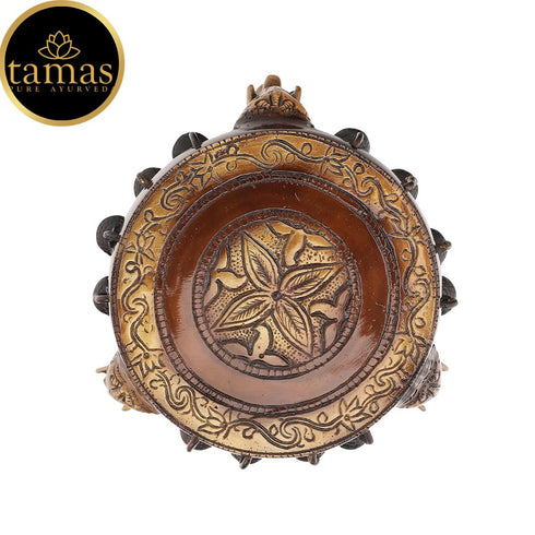 Tamas Brass Decorative Elephant Pillar Prayer Chowki (Brown)