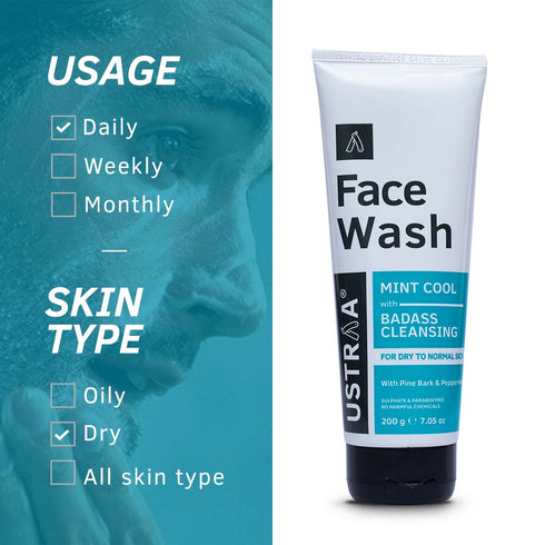 Ustraa Face Wash Mint Cool - For Dry Skin