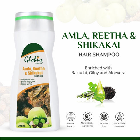 Globus Naturals Amla Reetha Shikakai Shampoo