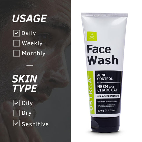 Ustra Face Wash Acne Control With Neem & Charcoal