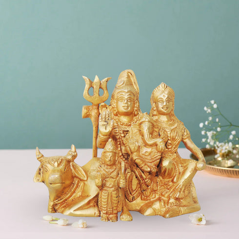 Brass Shiv Parivar With Nandi Statue 1.72Kg