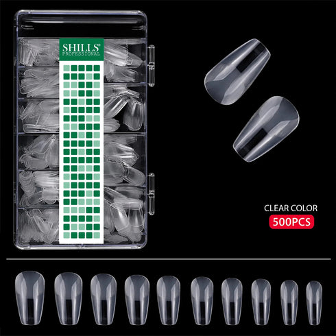 Shills Professional Soft Gel Tips Matte Short T-Shape-PT18-CLEAR