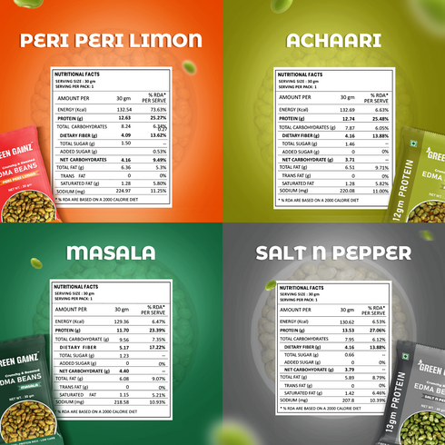 Green Gainz Roasted Edamame (Pack of 4)