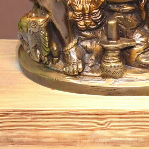 Tamas Brass Handcrafted Shiv Parivar Family Murti Statue/ Idol with Antique Finish ( Golden) (Pack of 1)