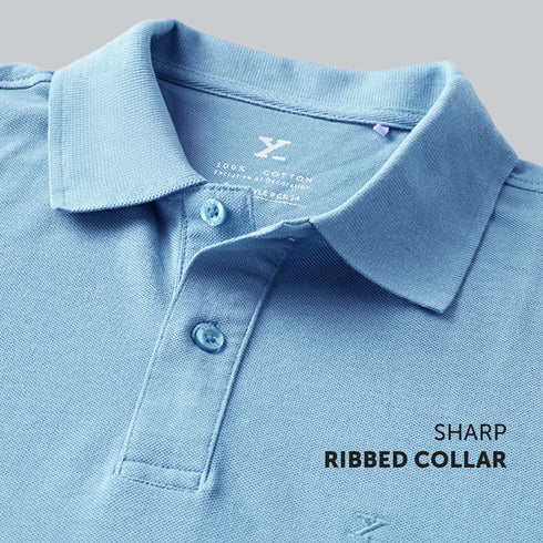 XYXX Nova Combed Cotton Polo T-shirts Sky Blue