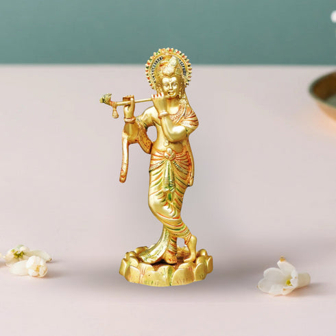 Brass Krishna Colour Statue 1.96Kg