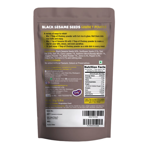 Early Foods Black Sesame Seeds Chutney Powder