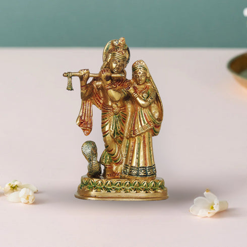Brass Radha Krishna Same Base God Statue 0.915Kg