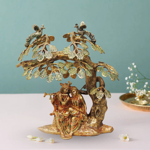 Brass Tree Radha Krishna Colour God Statue 6.952Kg