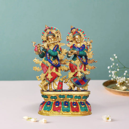 Brass Radha Krishna Big With Base Statue 11.66Kg