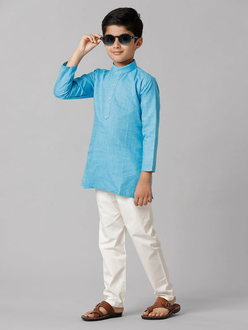 Ramraj Cotton Boys Fantastic Kurtha Full Sleeves Blue FS4