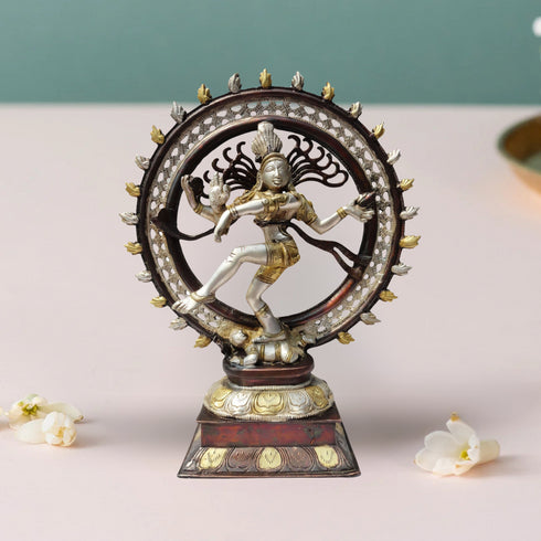 Brass Nataraja Statue With Tri Color Finish 4.3Kg